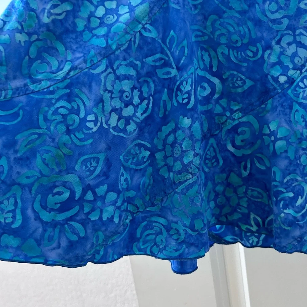Nomadic Traders A Line Batik Floral Tropical Midi Skirt. Vacation. Beach. EUC